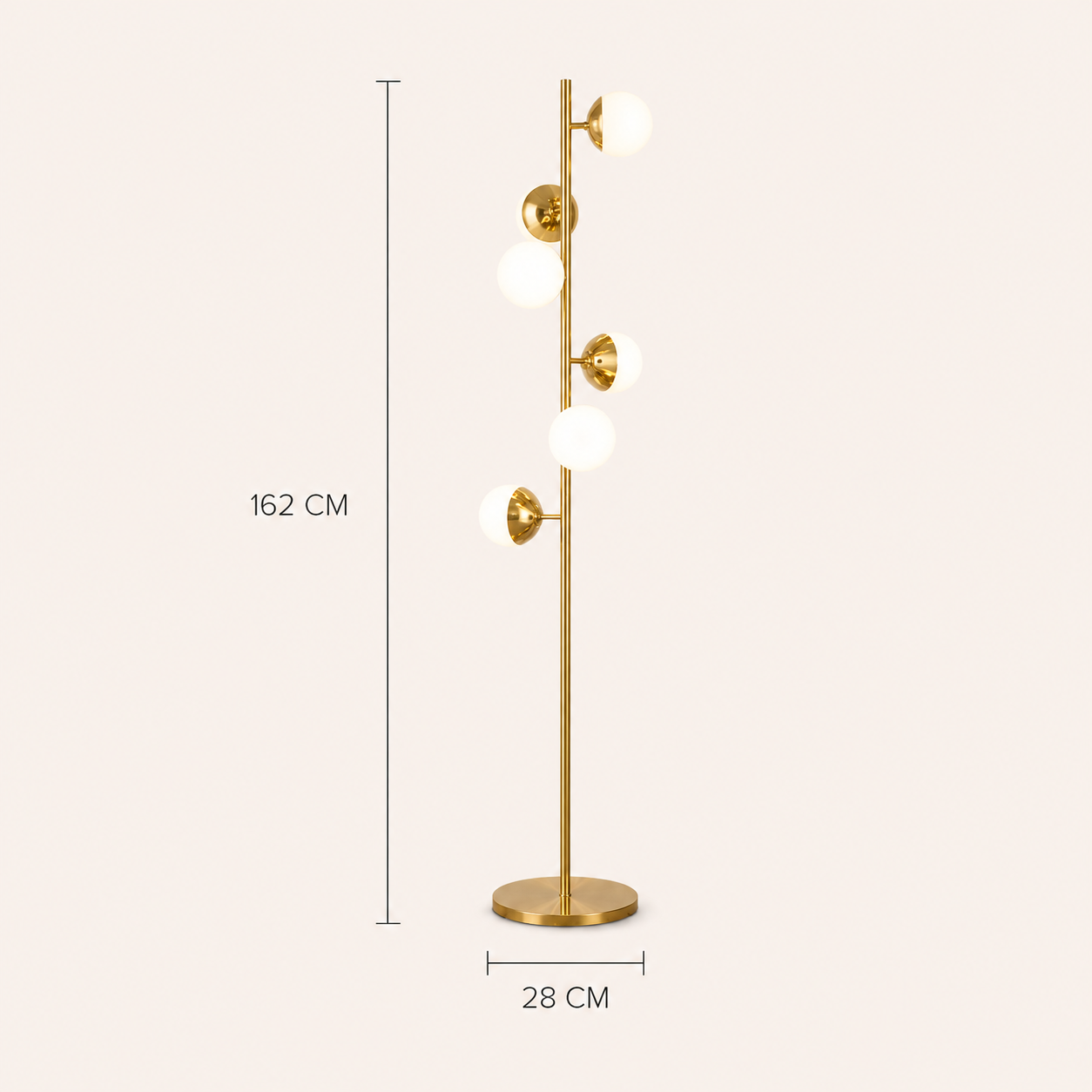 Multi-Light Floor Lamp Glass Globe Gold