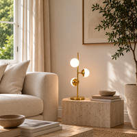 Multi-Light Floor Lamp Glass Globe Gold