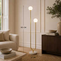 Milky White Glass Floor Lamp With Marble Base