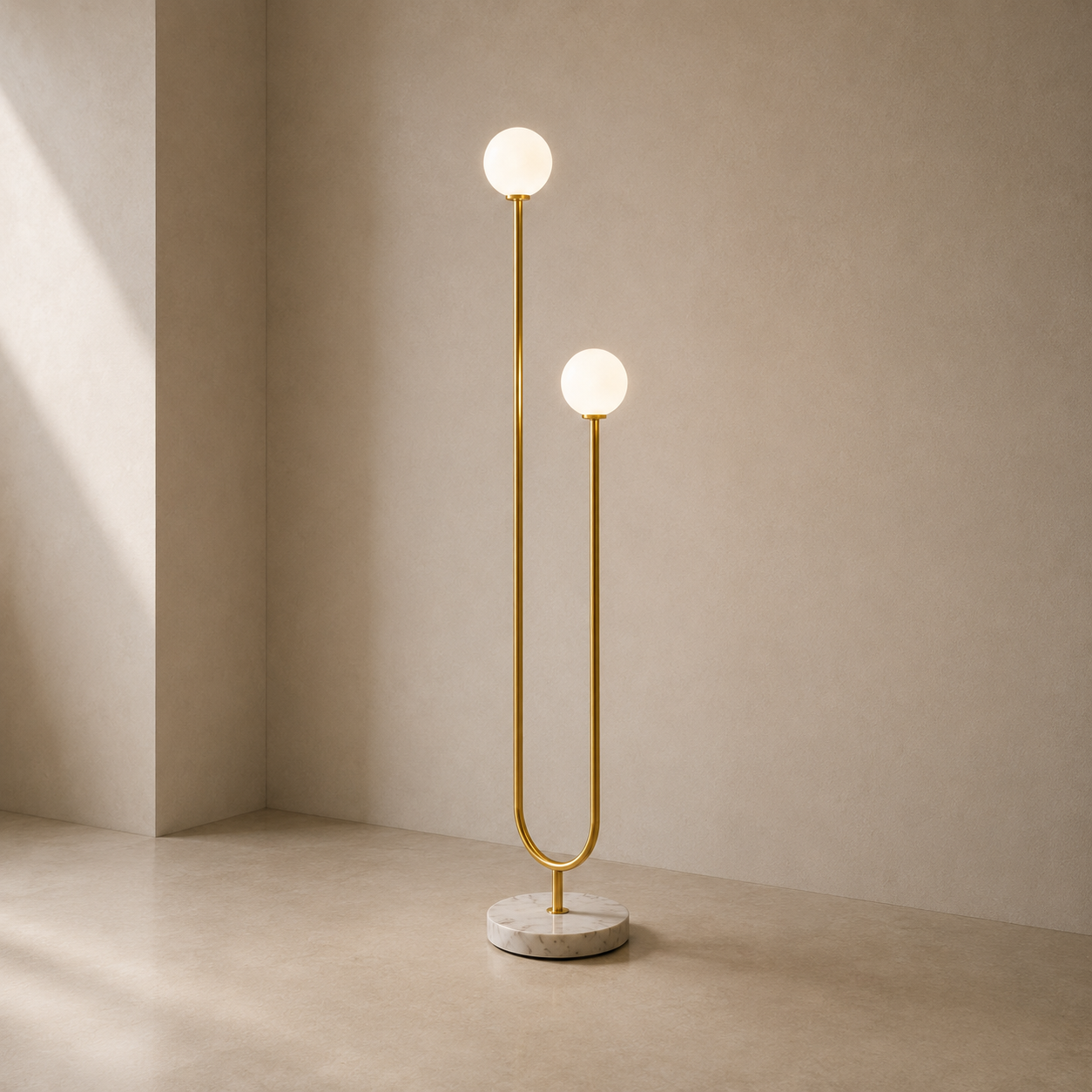 Milky White Glass Floor Lamp With Marble Base