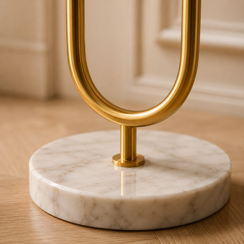 Milky White Glass Floor Lamp With Marble Base