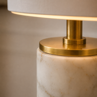Table Lamps Fabric Marble Column Drum Shade
