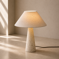 Travertine Stone Table Lamp With Fabric Shade