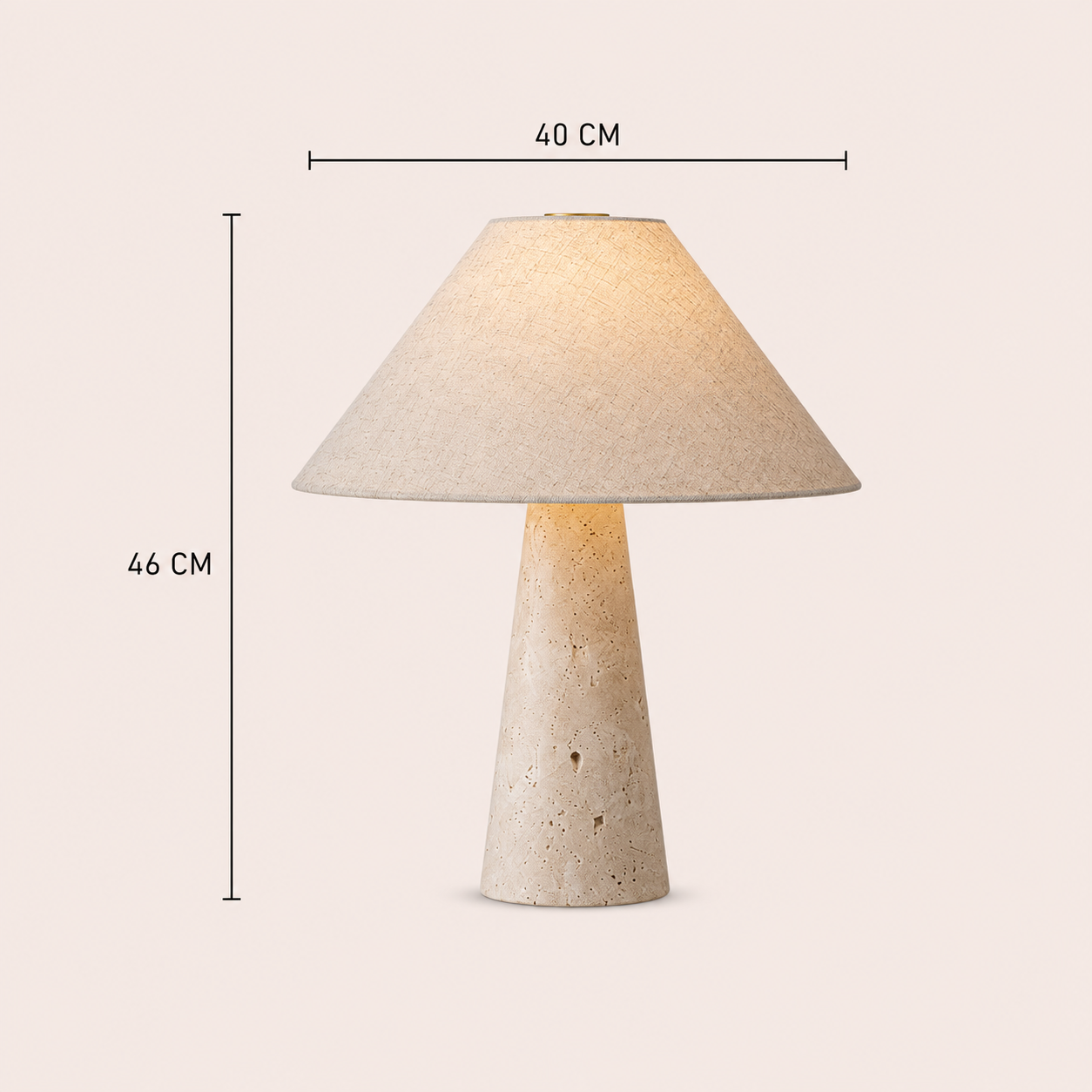 Travertine Stone Table Lamp With Fabric Shade