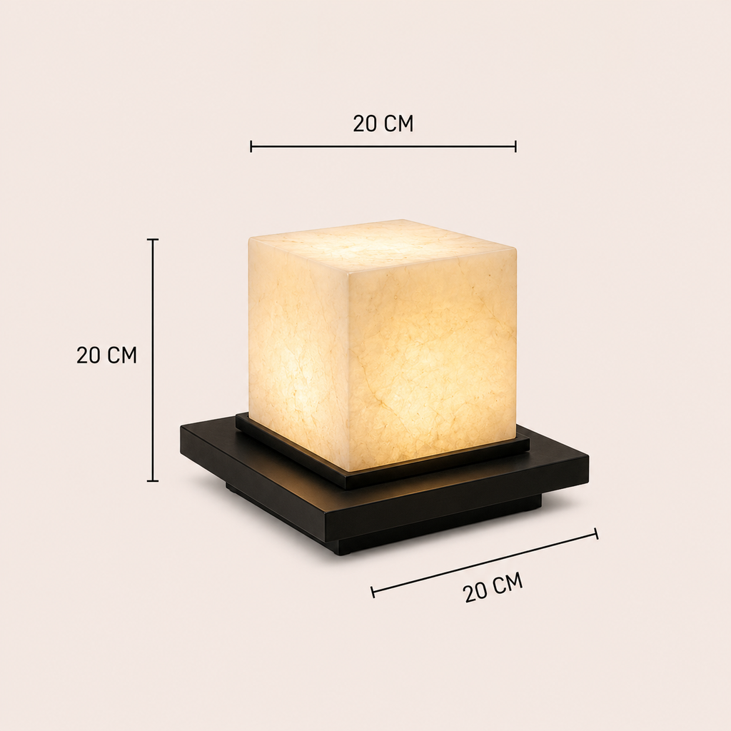 Stone Base Table Lamp Natural Marble Cube