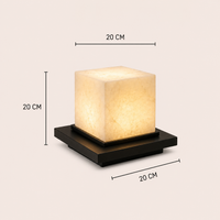 Stone Base Table Lamp Natural Marble Cube