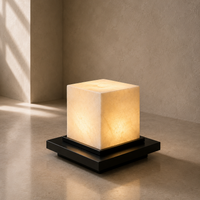 Stone Base Table Lamp Natural Marble Cube
