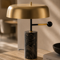 Table Lamps Iron Marble Base Gold Shade