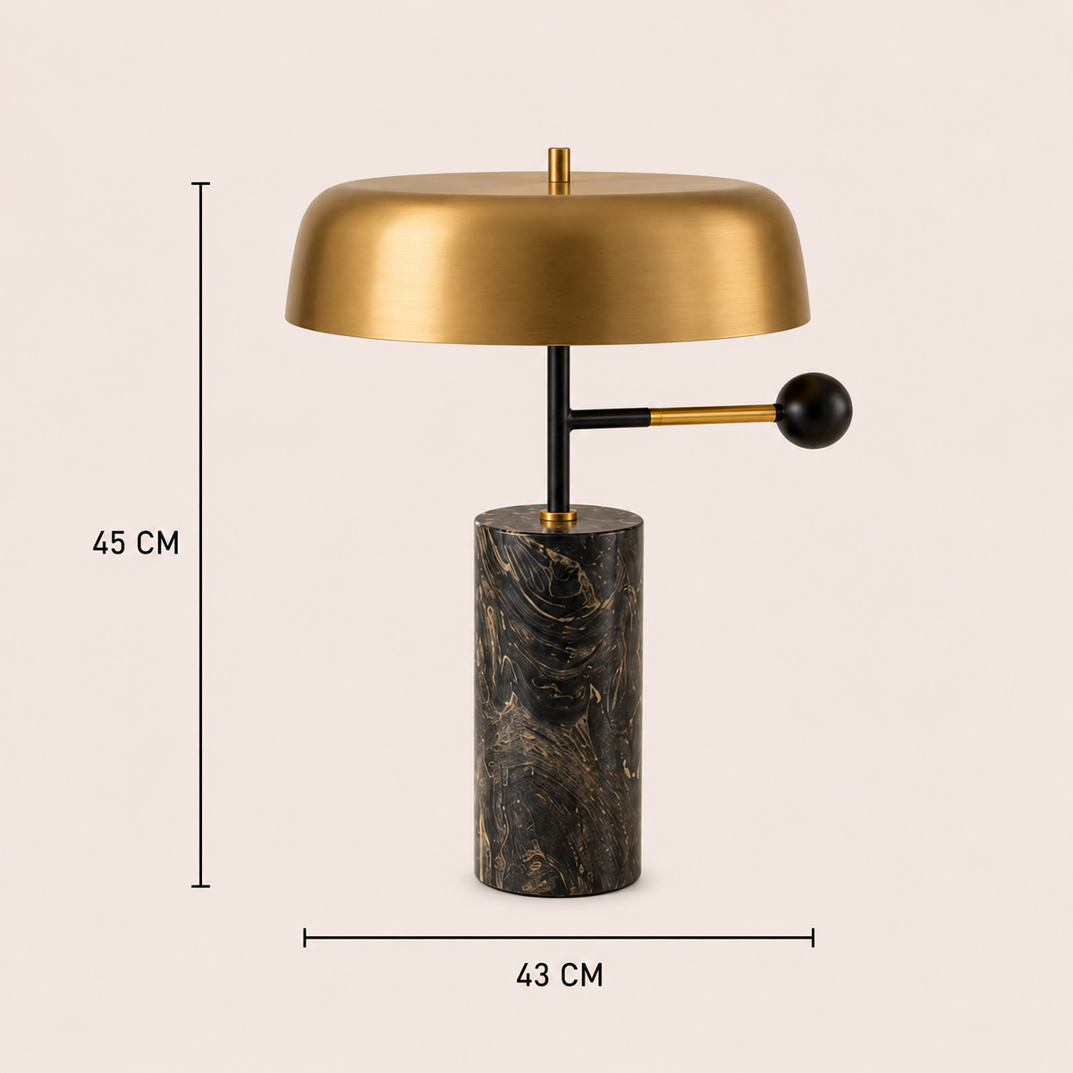 Table Lamps Iron Marble Base Gold Shade
