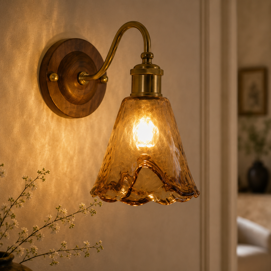 Led Wall Lights Indoor Amber Glass Mounted