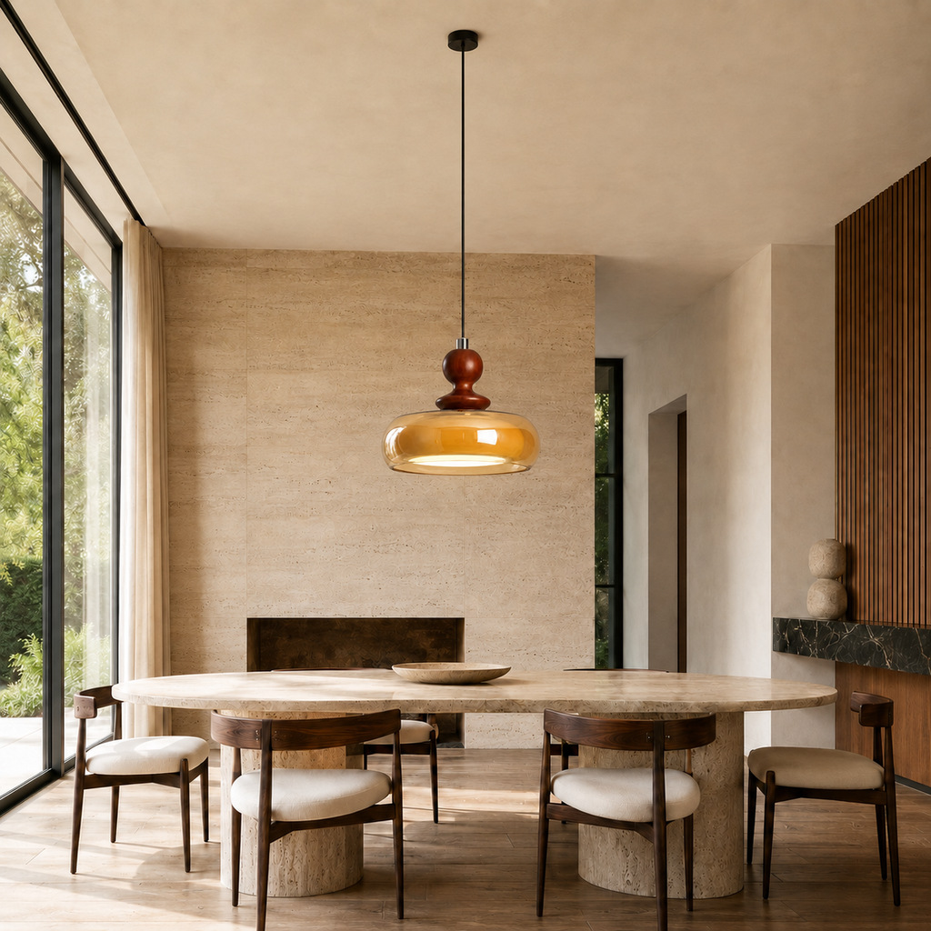 Cognac Glass Double Layer Pendant Light