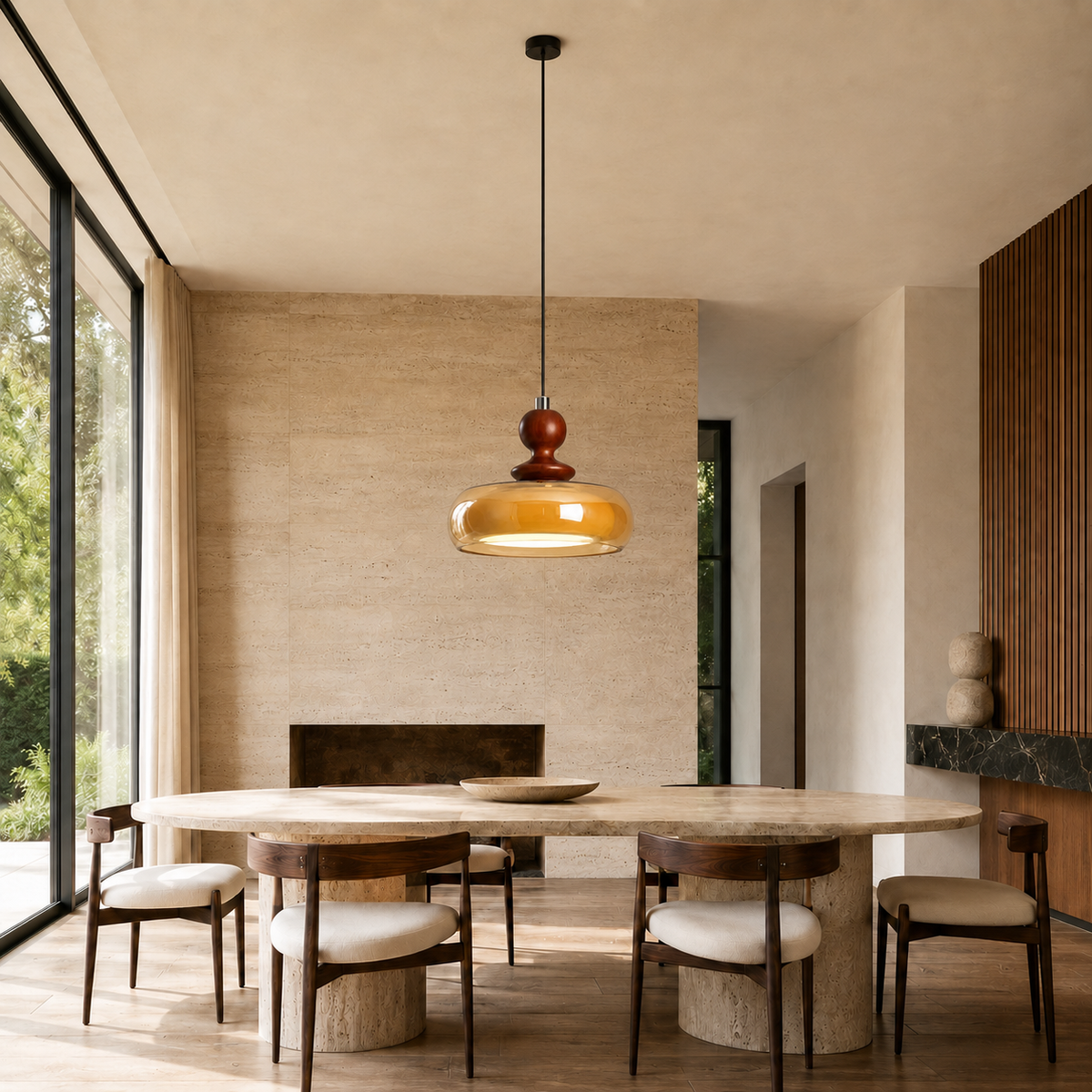Cognac Glass Double Layer Pendant Light