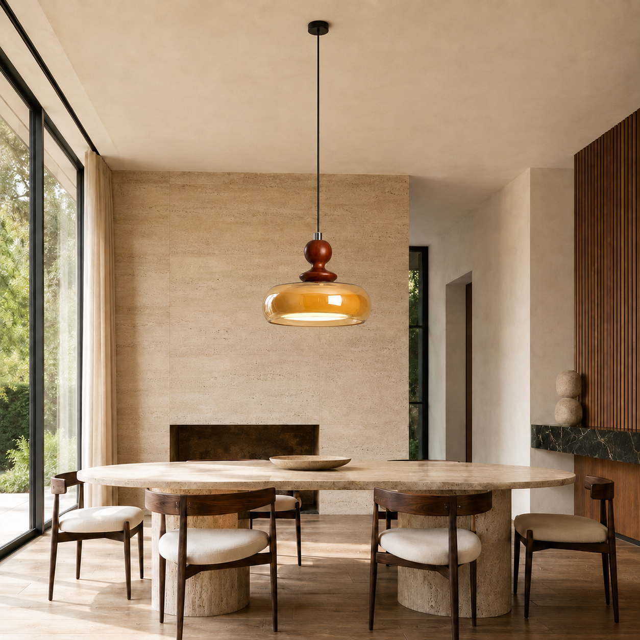Cognac Glass Double Layer Pendant Light