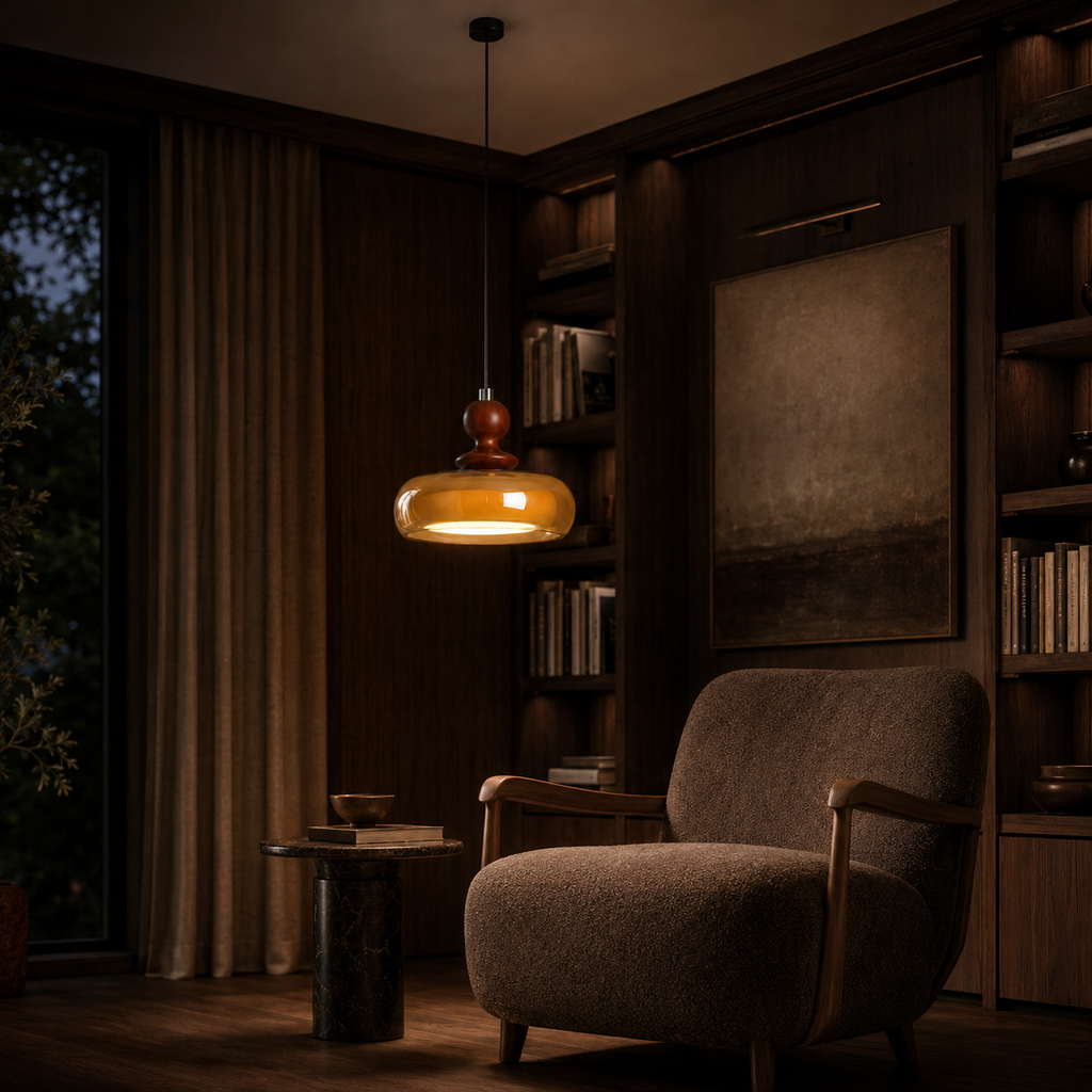 Cognac Glass Double Layer Pendant Light