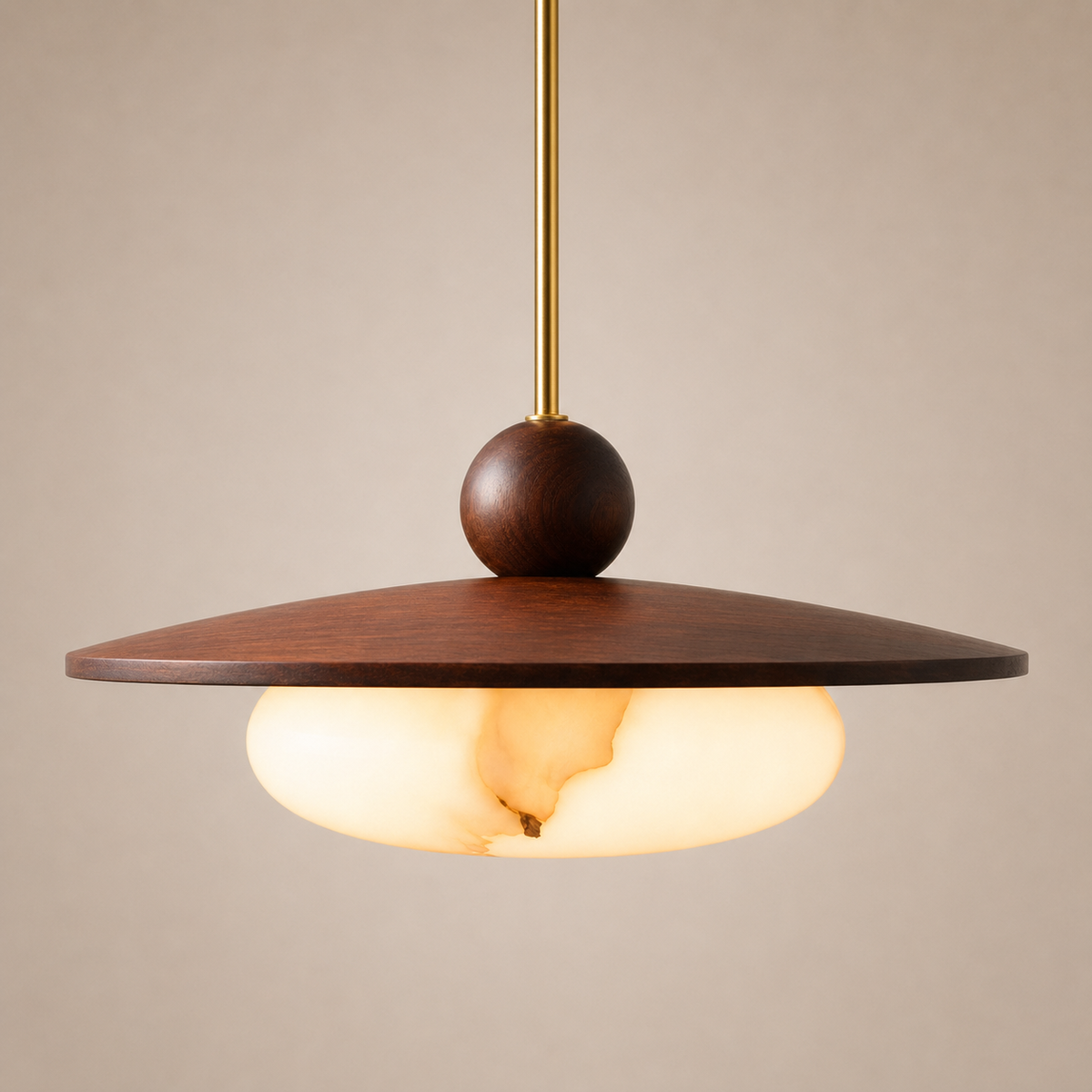 Pendant Light Walnut Wood Glass Globe