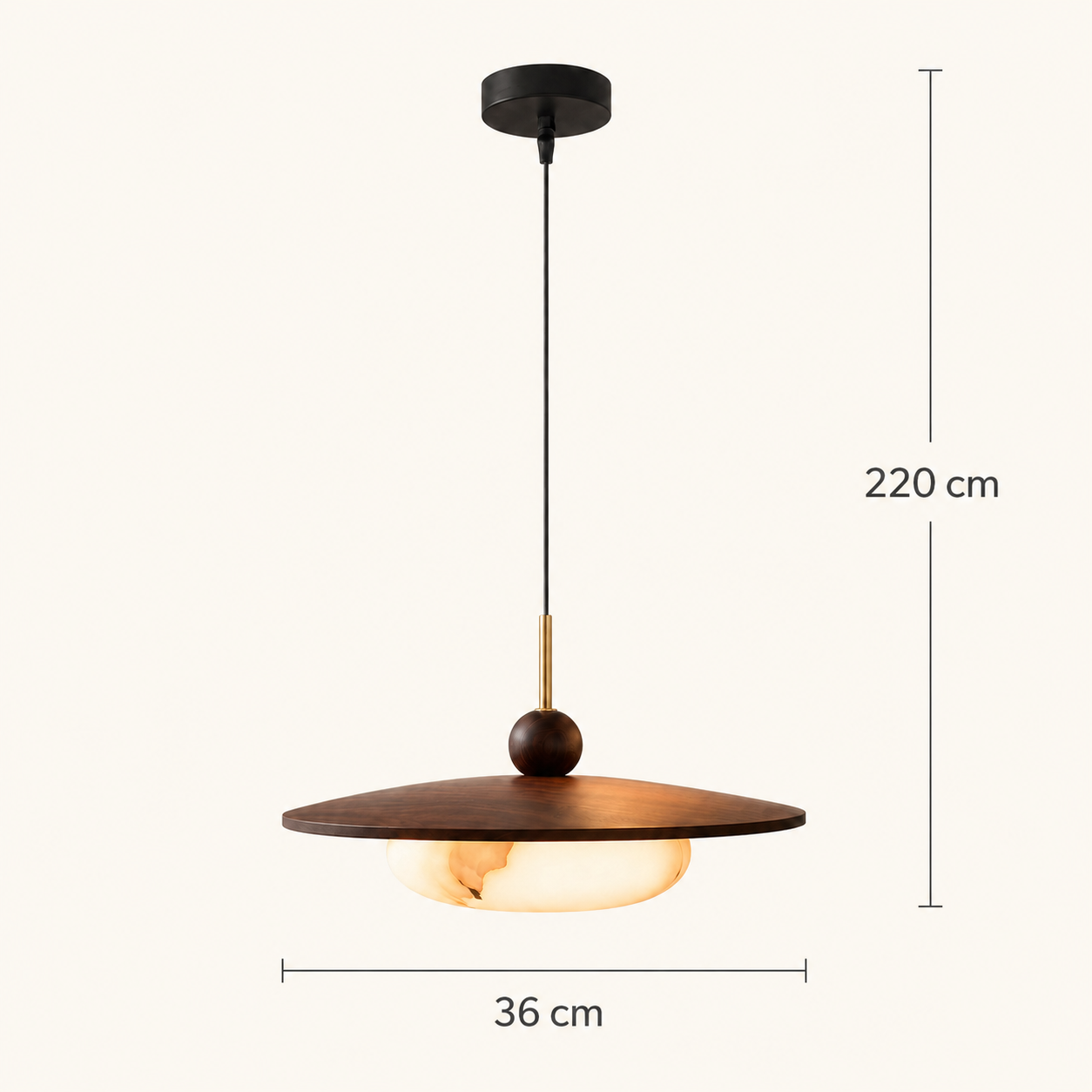 Pendant Light Walnut Wood Glass Globe