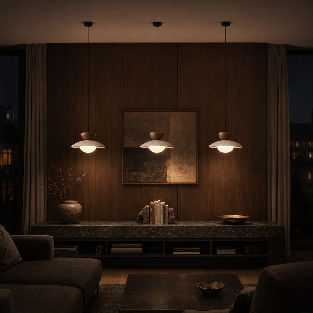 Pendant Lights Stone Yellow Travertine Wabi-Sabi