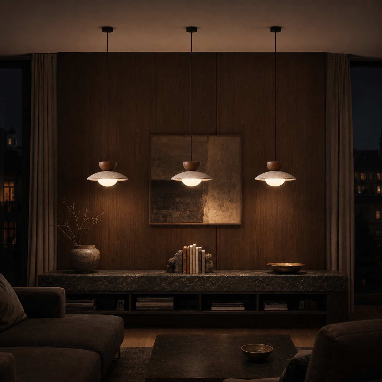 Pendant Lights Stone Yellow Travertine Wabi-Sabi