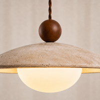Soren Walnut & Travertine Dome Pendant Light