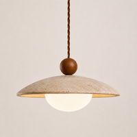 Soren Walnut & Travertine Dome Pendant Light