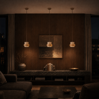 Calen Stacked Wood & Travertine Pendant Light
