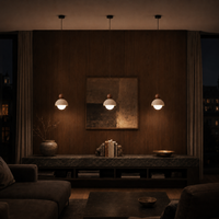 Nola Walnut & Travertine Globe Pendant Light