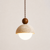 Nola Walnut & Travertine Globe Pendant Light