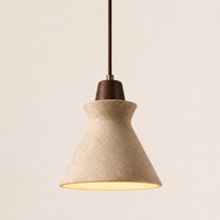 Vela Sculptural Travertine Bell Pendant Light