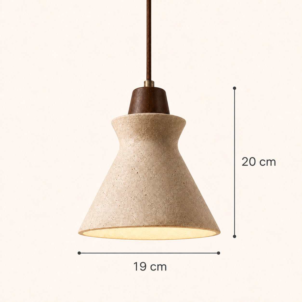 Vela Sculptural Travertine Bell Pendant Light