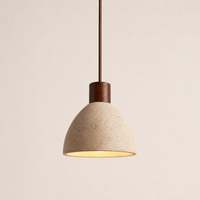Orin Rounded Travertine & Oak Pendant Light