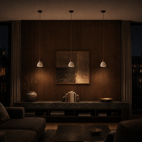 Orin Rounded Travertine & Oak Pendant Light