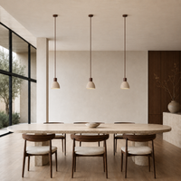 Orin Rounded Travertine & Oak Pendant Light