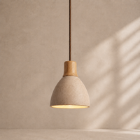 Orin Rounded Travertine & Oak Pendant Light