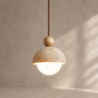 Nola Walnut & Travertine Globe Pendant Light