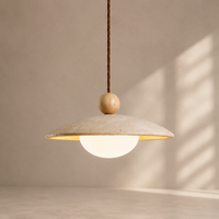 Soren Walnut & Travertine Dome Pendant Light