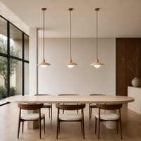 Soren Walnut & Travertine Dome Pendant Light