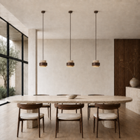 Calen Stacked Wood & Travertine Pendant Light