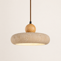Aven Travertine & Oak Disc Pendant Light