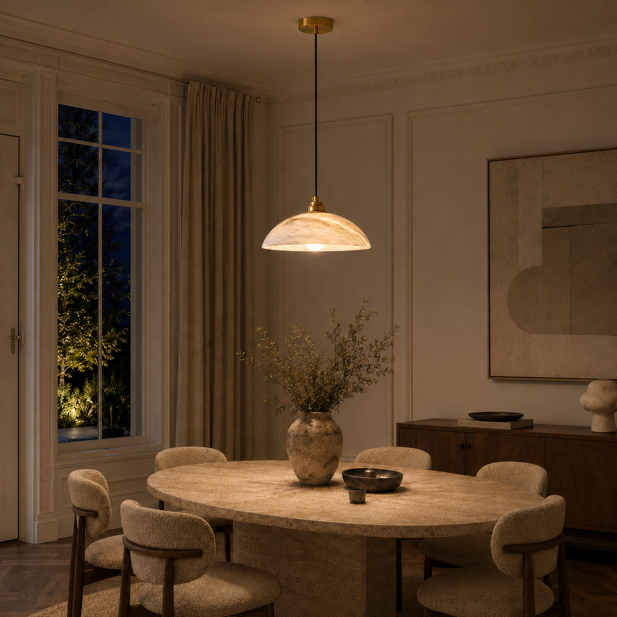 Pendant Light Fitting Natural Marble Copper