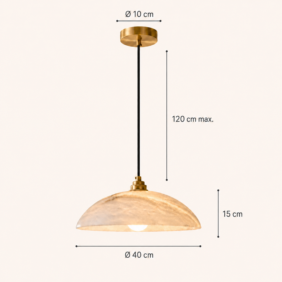 Pendant Light Fitting Natural Marble Copper