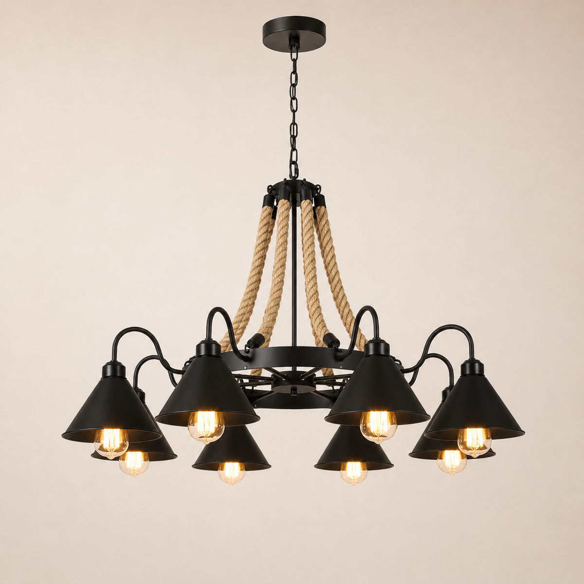 Pendant Lights Iron Hemp Rope Industrial Vintage