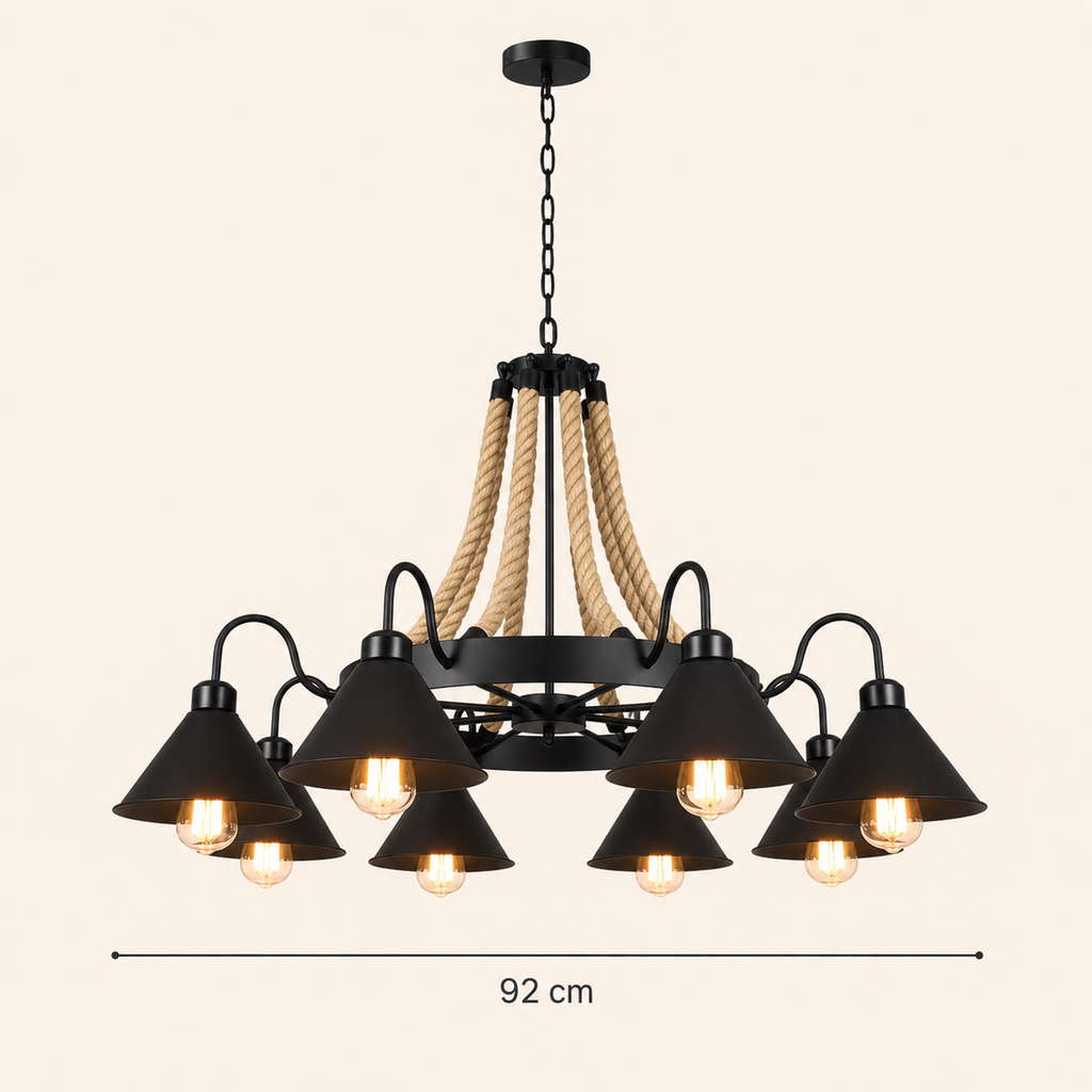 Pendant Lights Iron Hemp Rope Industrial Vintage