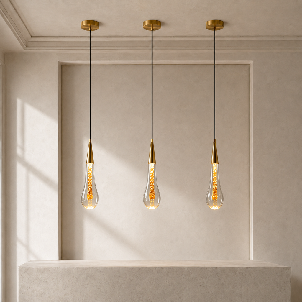 Single Pendant Lights For Kitchen Island LED Water Drop