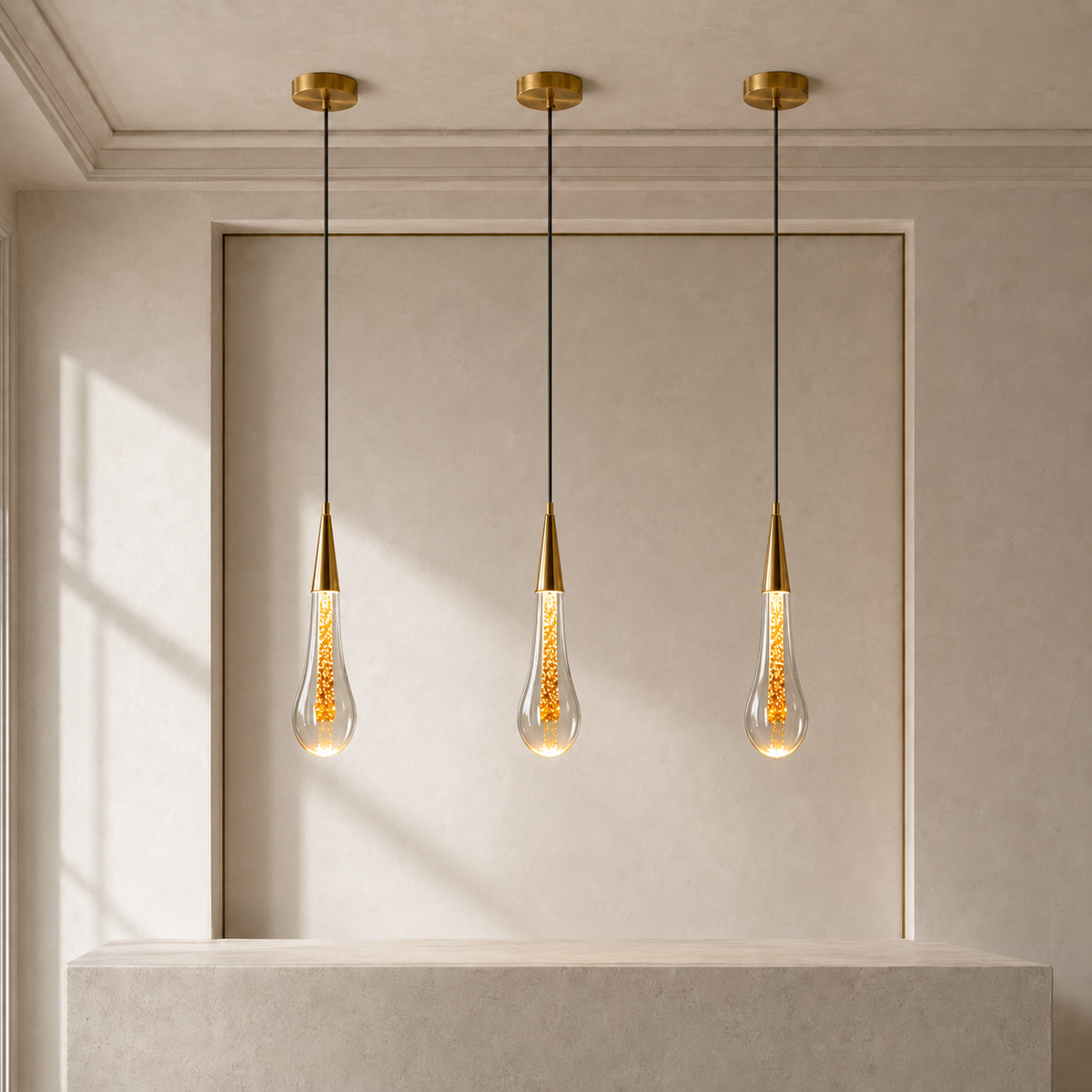 Single Pendant Lights For Kitchen Island LED Water Drop