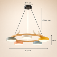 Pendant Lights Wooden Circle Colorful LED