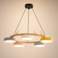 Pendant Lights Wooden Circle Colorful LED