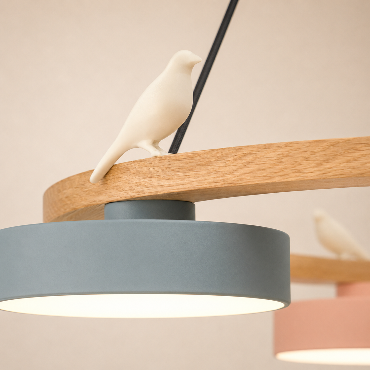 Pendant Lights Wooden Circle Colorful LED