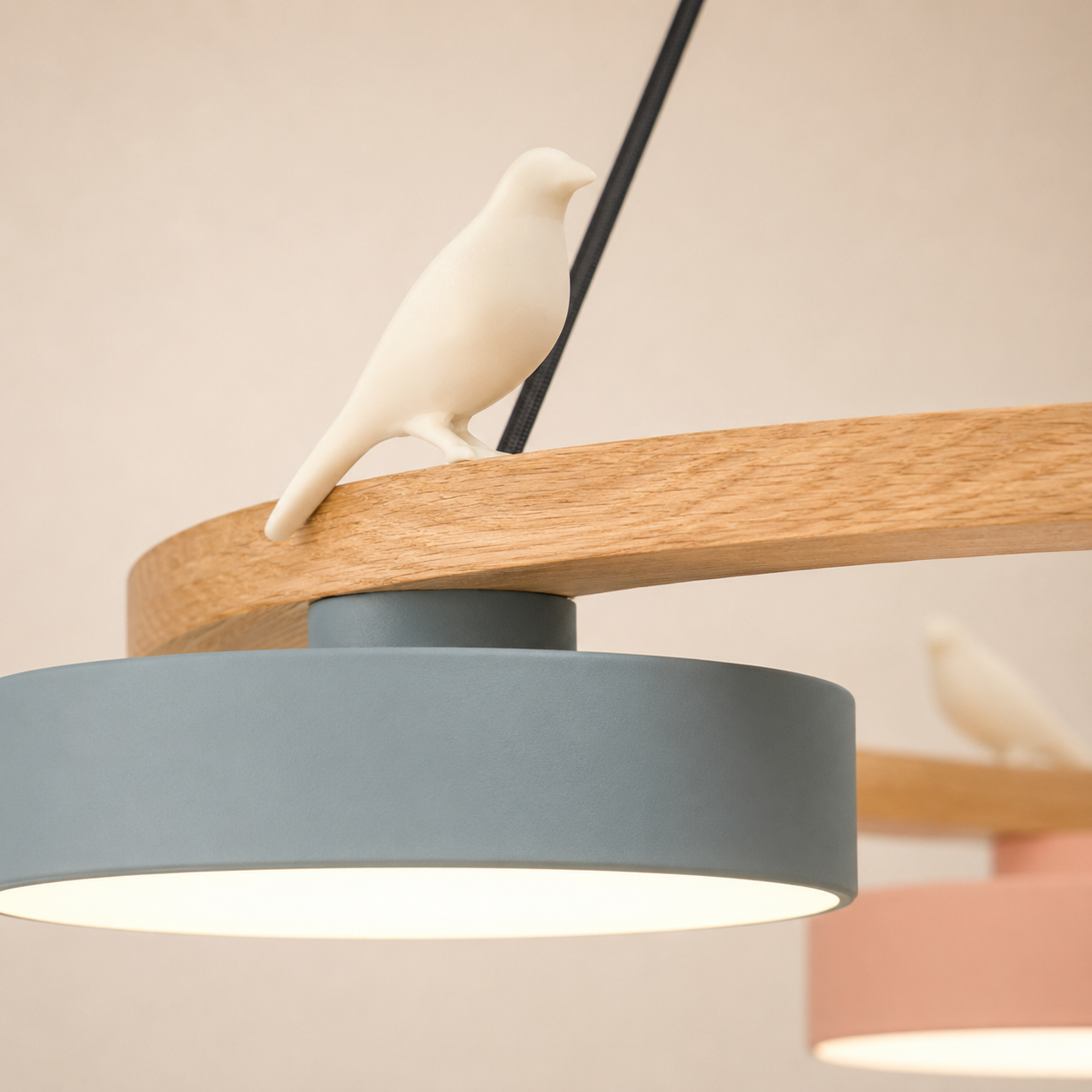 Pendant Lights Wooden Circle Colorful LED