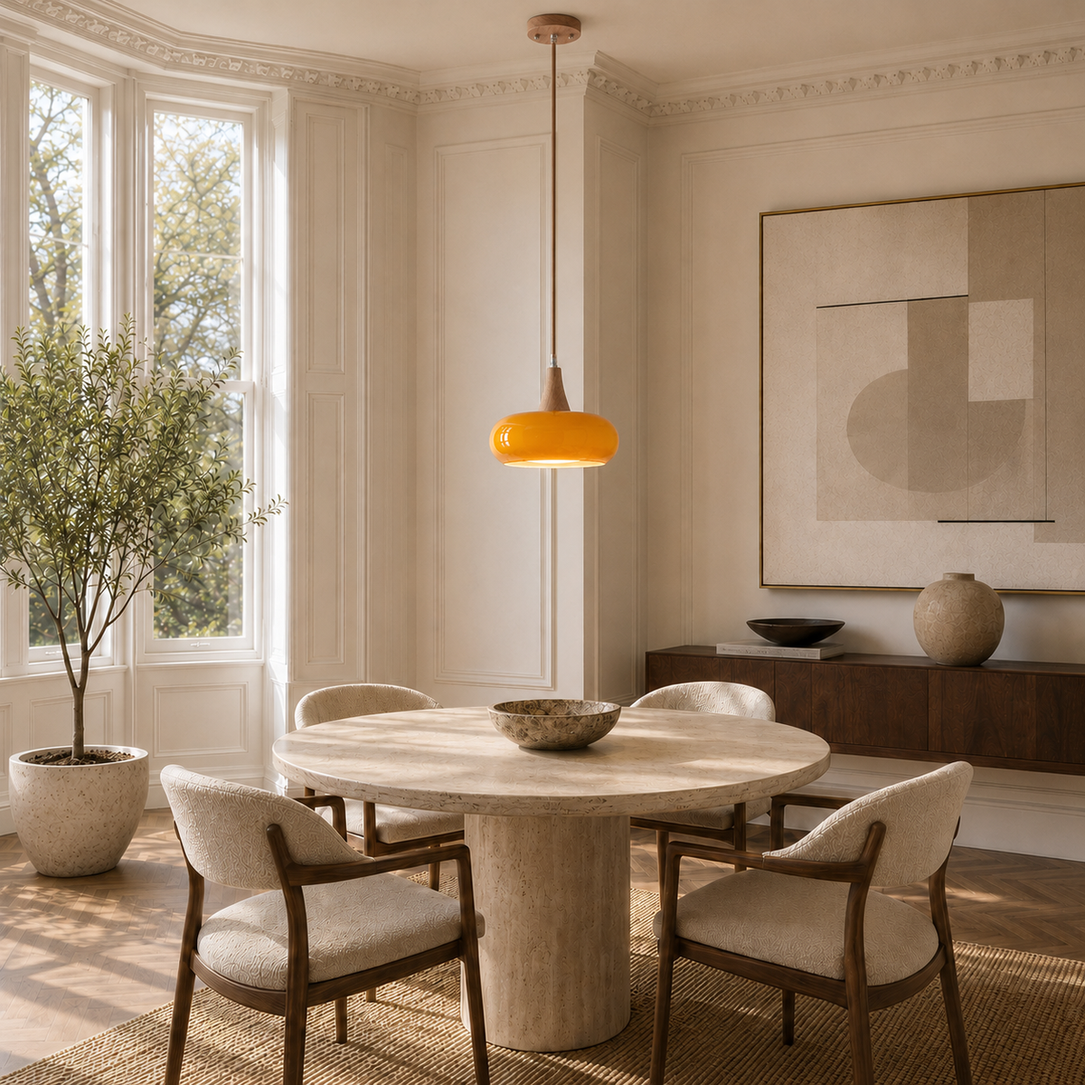 Marlow Glass & Wood Pendant Light