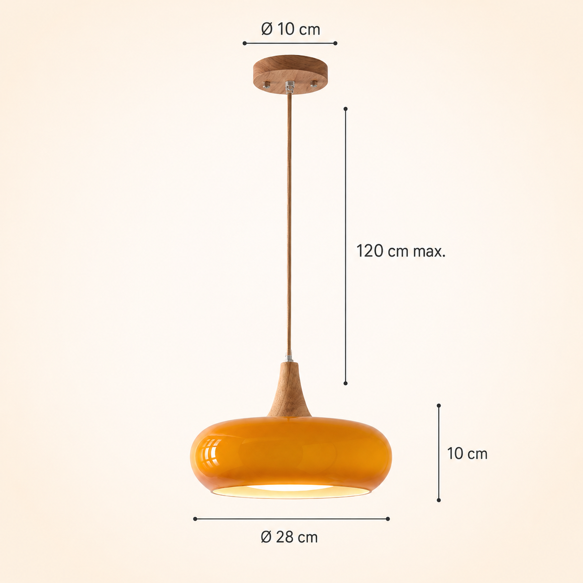 Marlow Glass & Wood Pendant Light